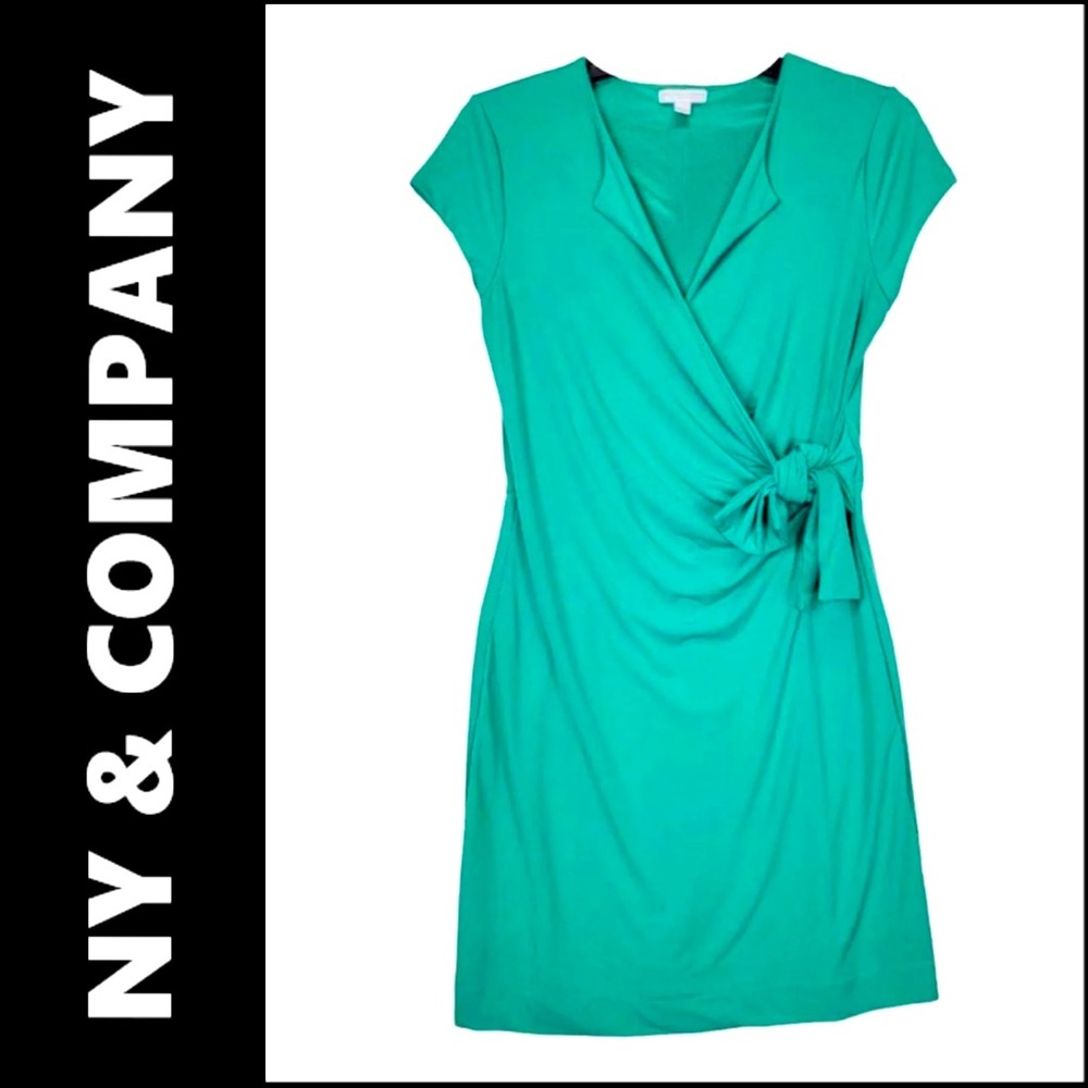 New York & Company Sheath Wrap Stretch Dress Green